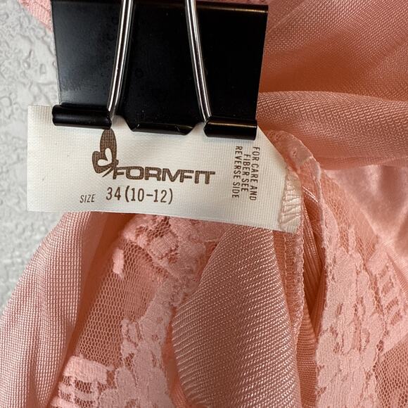 Formfit Lingerie Vintage Satin Lace Teddy Bodysuit Size 34 XS/S Baby Pink Nylon - Picture 5 of 6